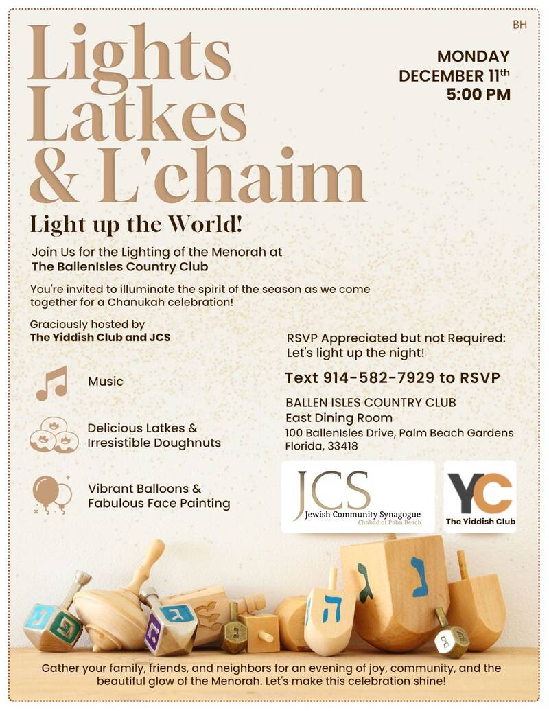 Banner Image for Lights, Latkes, & Lechaim at Ballen Isles Country Club